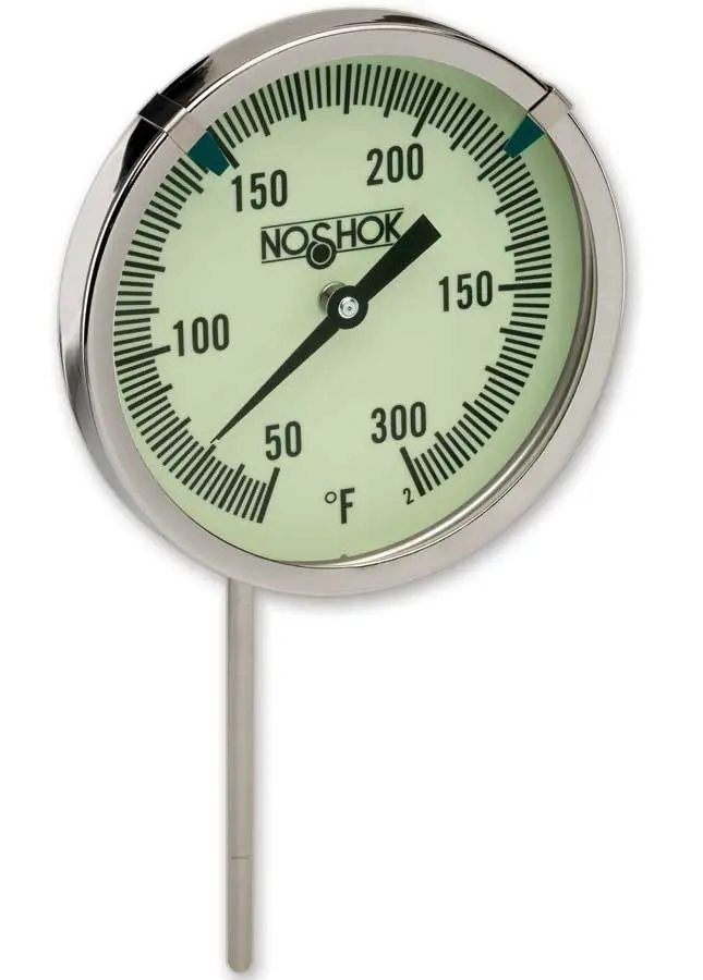 2" Bimetal, 1/4" National Pipe Thread (NPT) Back Connection, 6" Stem Length, 0/140 ºF/ºC, 0.250" Diameter Thermometer