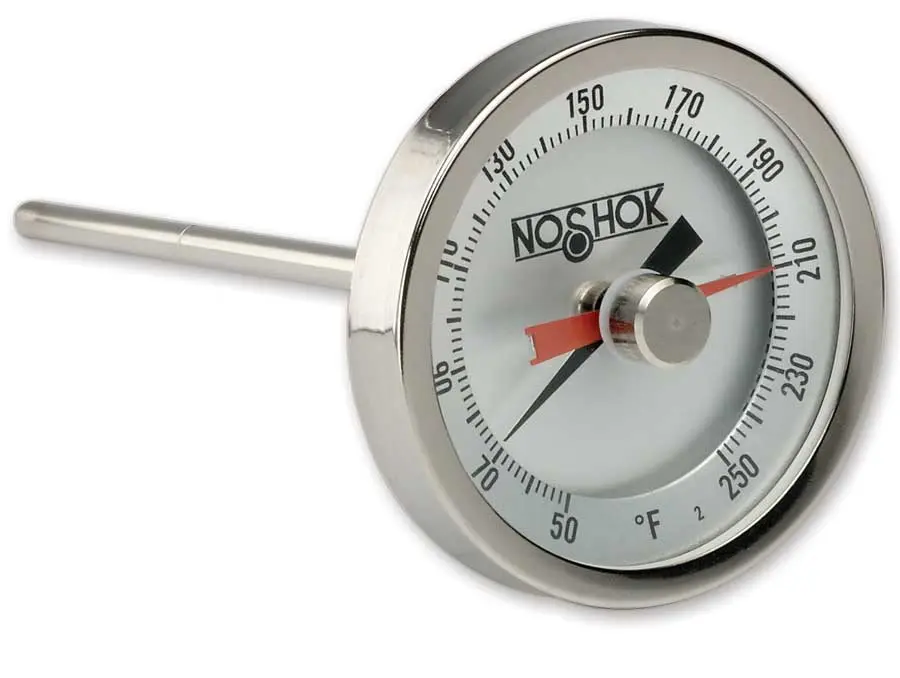 2" Bimetal, 1/4" National Pipe Thread (NPT) Back Connection, 2.5" Stem Length, 0/140 ºF/ºC, 0.250" Diameter Thermometer