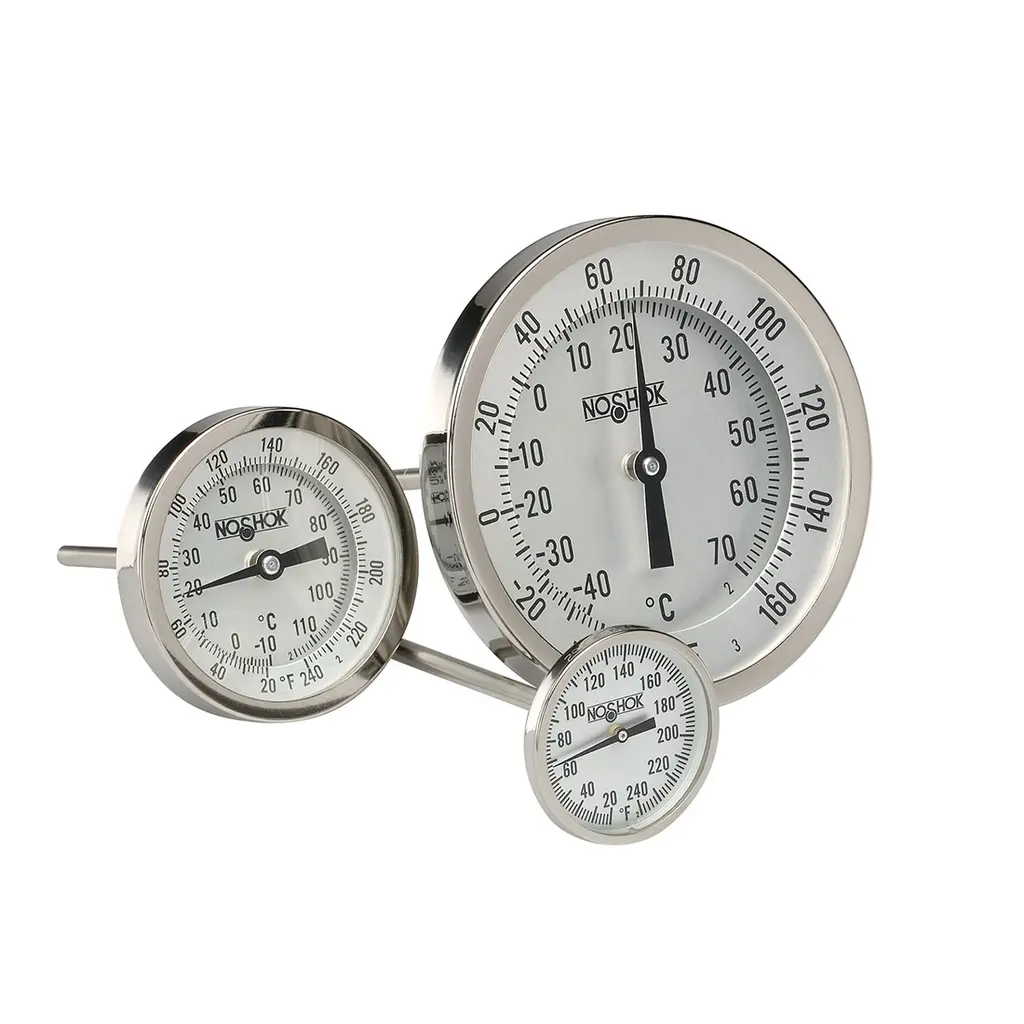 2" Bimetal, 1/4" National Pipe Thread (NPT) Back Connection, 6" Stem Length, 0/200 ºF/ºC, 0.250" Diameter Thermometer