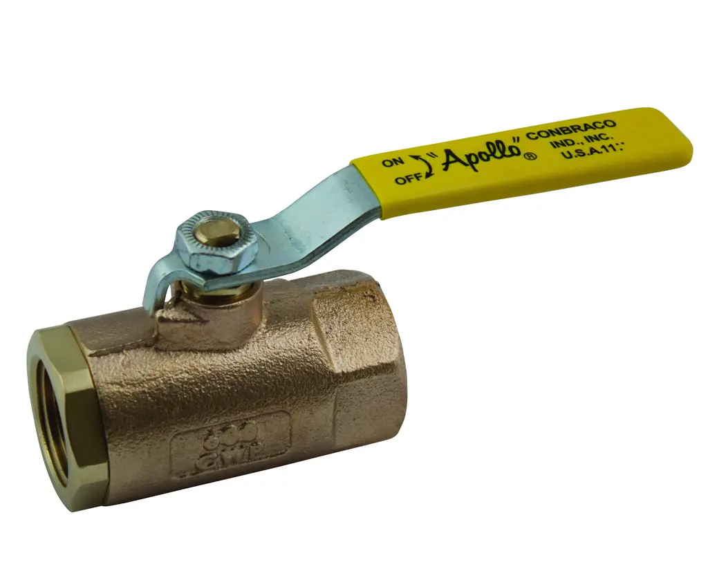 Apollo Bronze 2 Piece Ball Valve with SS Latch-Lock Lever & Nut, Integral Check Cartridge 1/2" (2 x FNPT)