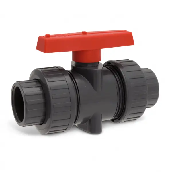 1-1/4" CPVC True Union Ball Valve w/FPM o-rings; socket/threaded end connections