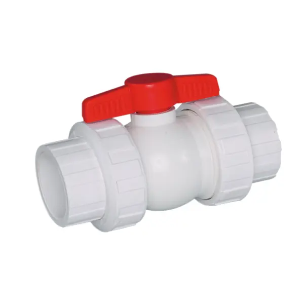 1" PVC White QTA True Union Compact Ball Valve w/EPDM o-rings; TPV seats; socket/threaded end connections