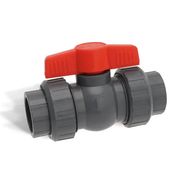 1" PVC White QTA True Union Compact Ball Valve w/EPDM o-rings; TPV seats; socket/threaded end connections