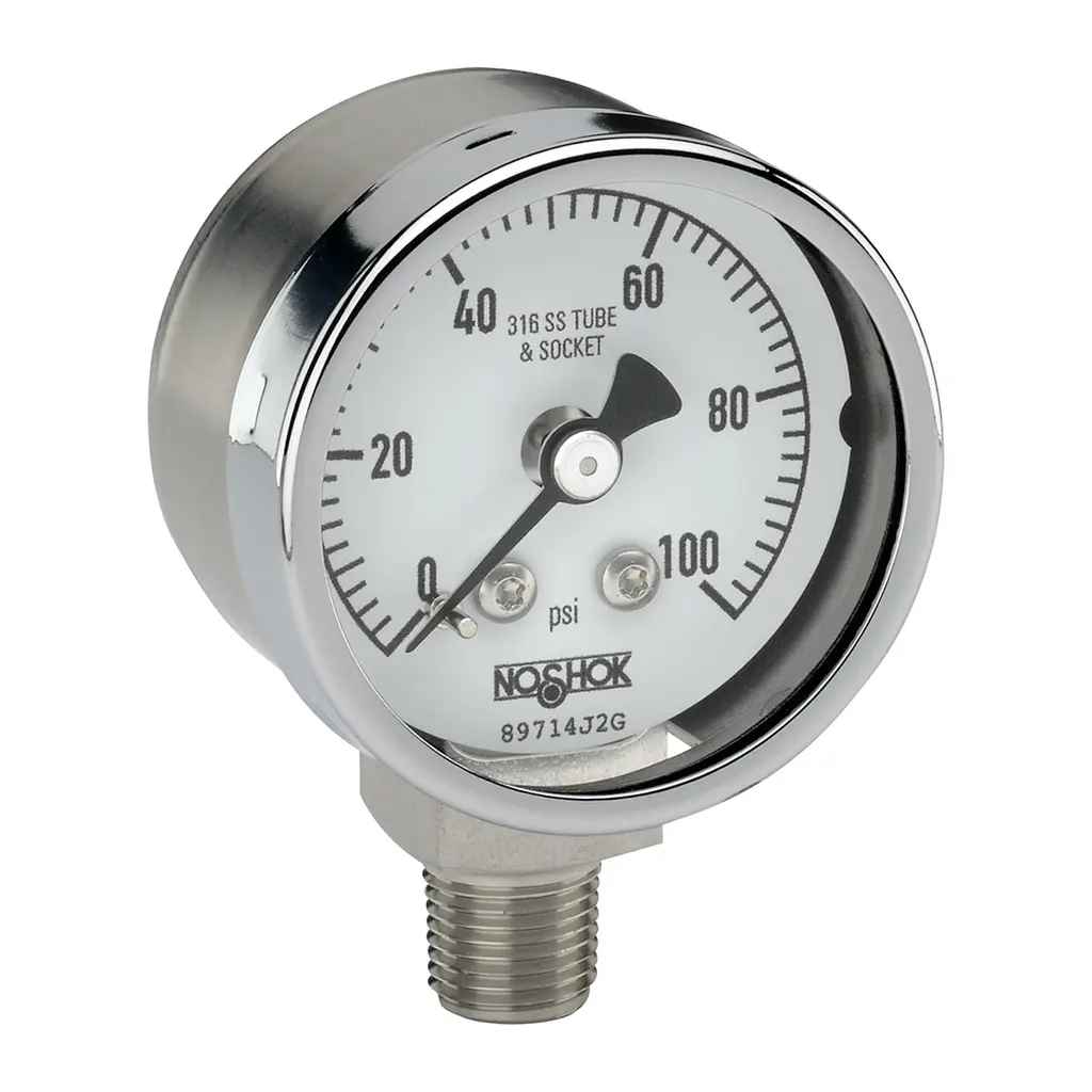 1-1/2" 304 Stainless Steel Case, 316 Stainless Steel Internals, 300 psi, 1/8" National Pipe Thread (NPT) Male Bottom Connection Pressure Gauge